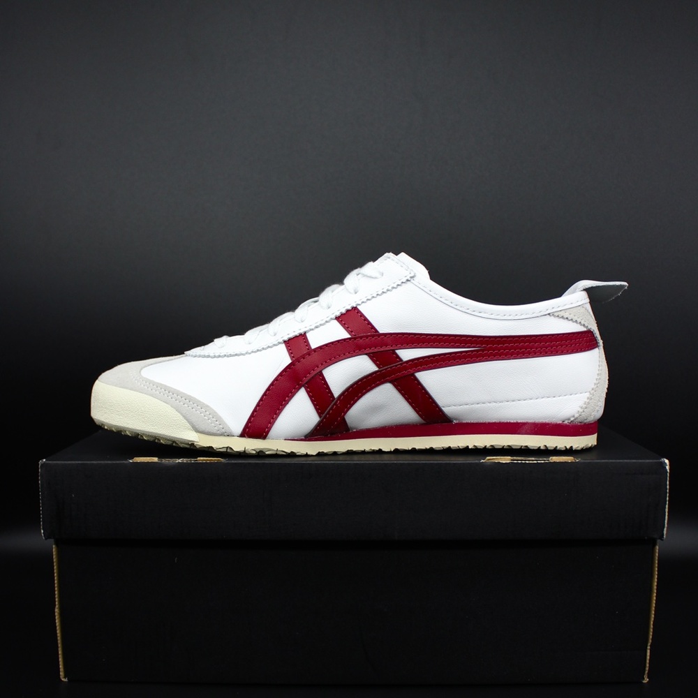 ASICS ONITSUKA D4J2L-0125 White Burgandy Mexico 66 Unisex fashion Sneakers - Picture 2 of 10